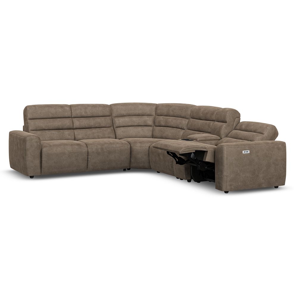 Cohen Large Corner Electric Recliner with Left Hand Sofa Bed and Console in Miller Earth Brown Fabric 4