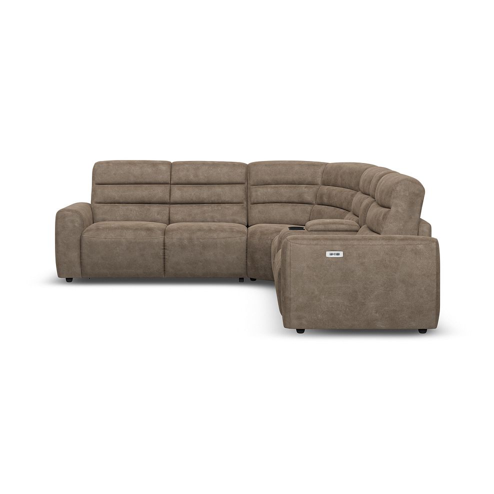 Cohen Large Corner Electric Recliner with Left Hand Sofa Bed and Console in Miller Earth Brown Fabric 5