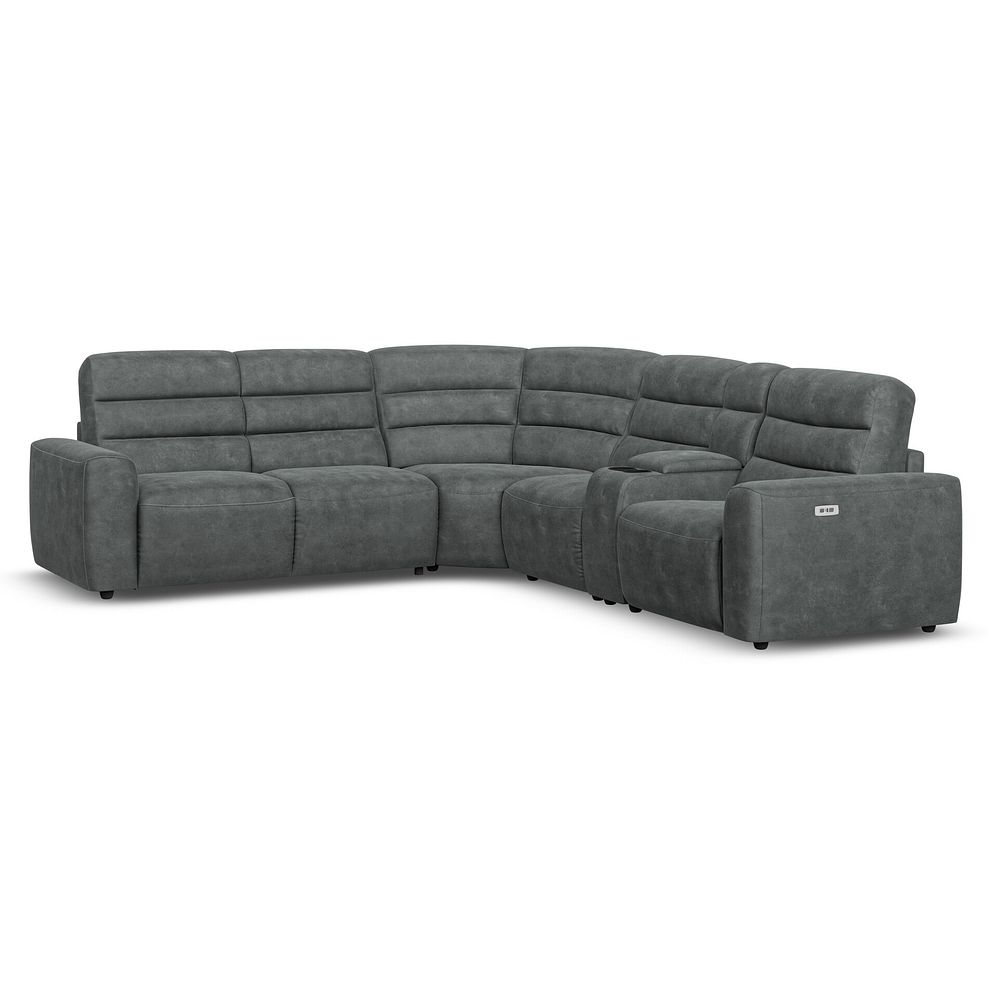 Cohen Large Corner Electric Recliner with Left Hand Sofa Bed and Console in Miller Grey Fabric 2