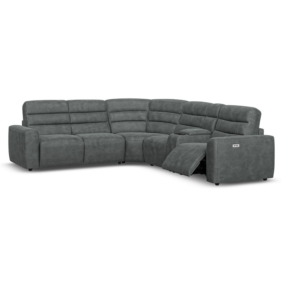 Cohen Large Corner Electric Recliner with Left Hand Sofa Bed and Console in Miller Grey Fabric 3