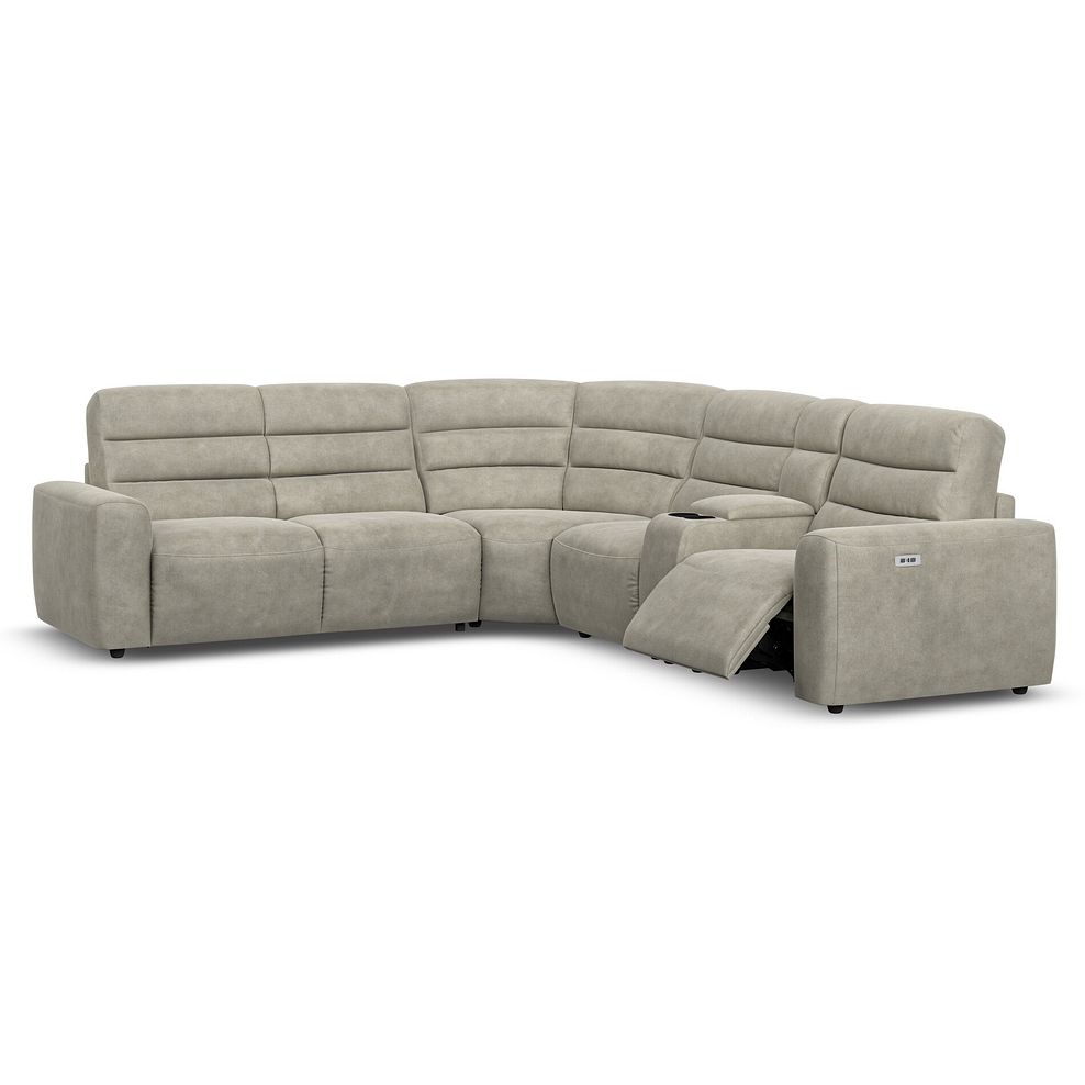 Cohen Large Corner Electric Recliner with Left Hand Sofa Bed and Console in Miller Taupe Fabric 3