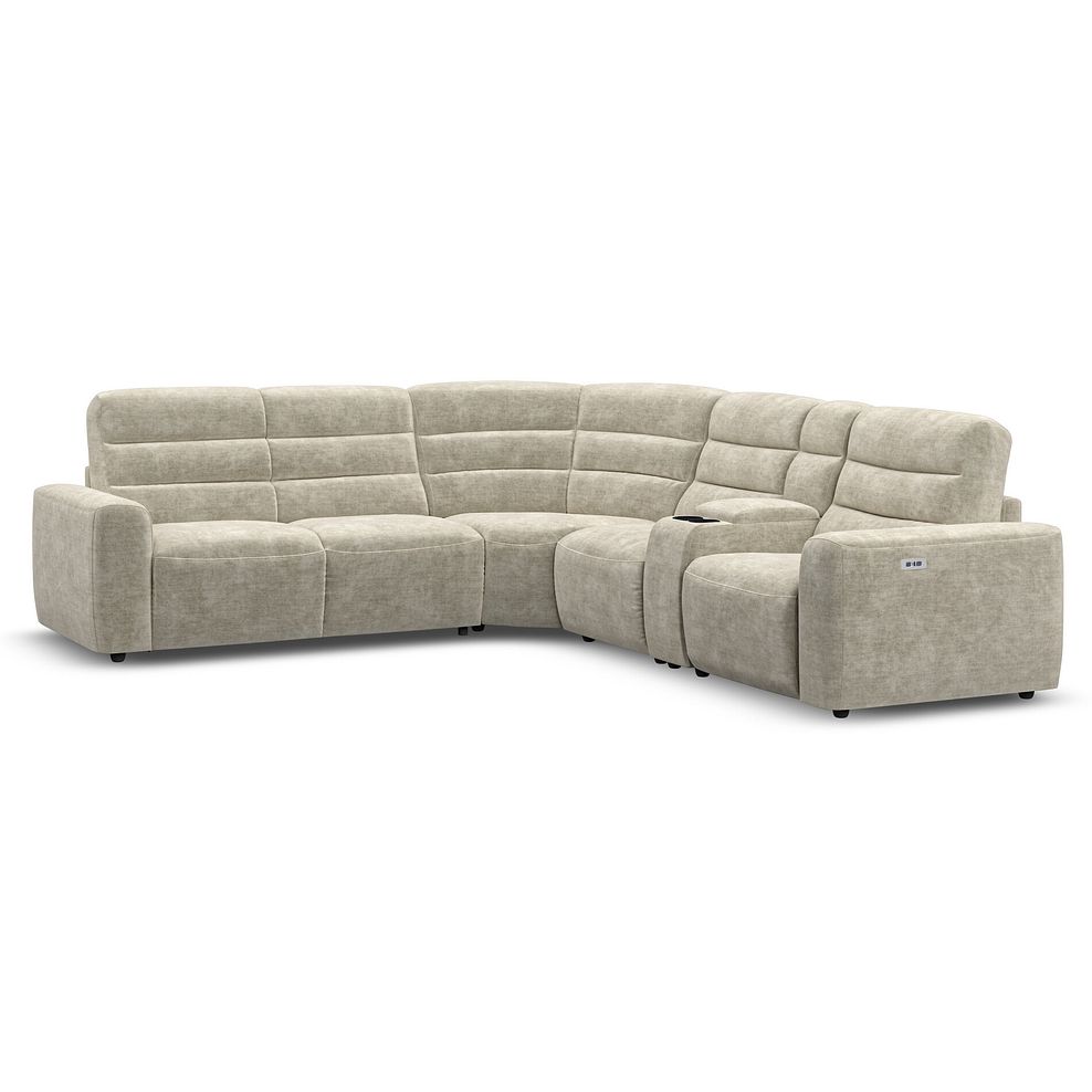 Cohen Large Corner Electric Recliner with Left Hand Sofa Bed and Console in Plush Beige Fabric 2