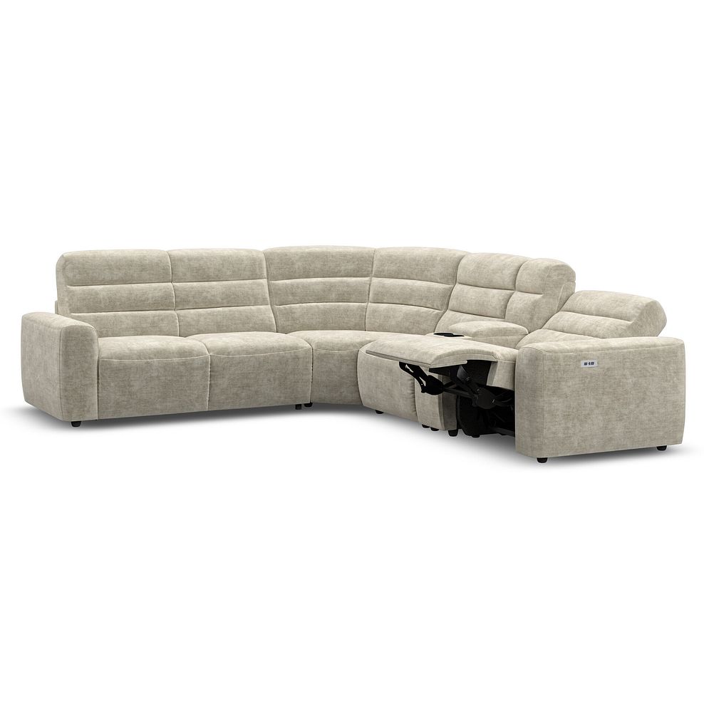 Cohen Large Corner Electric Recliner with Left Hand Sofa Bed and Console in Plush Beige Fabric 4