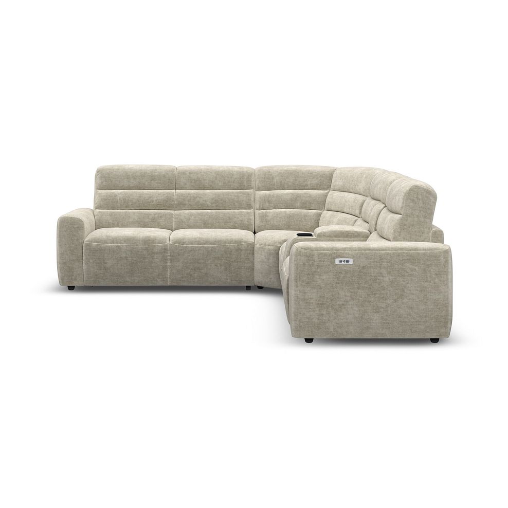 Cohen Large Corner Electric Recliner with Left Hand Sofa Bed and Console in Plush Beige Fabric 5