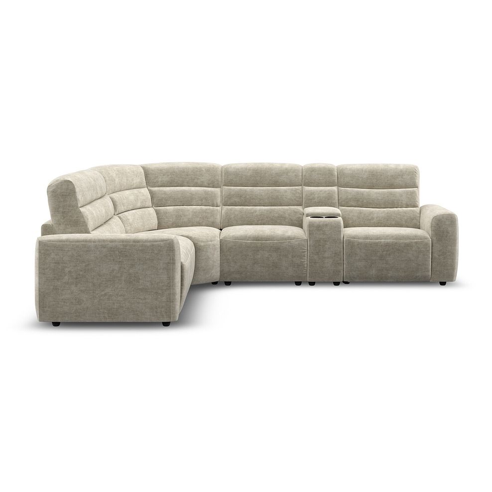 Cohen Large Corner Electric Recliner with Left Hand Sofa Bed and Console in Plush Beige Fabric 7