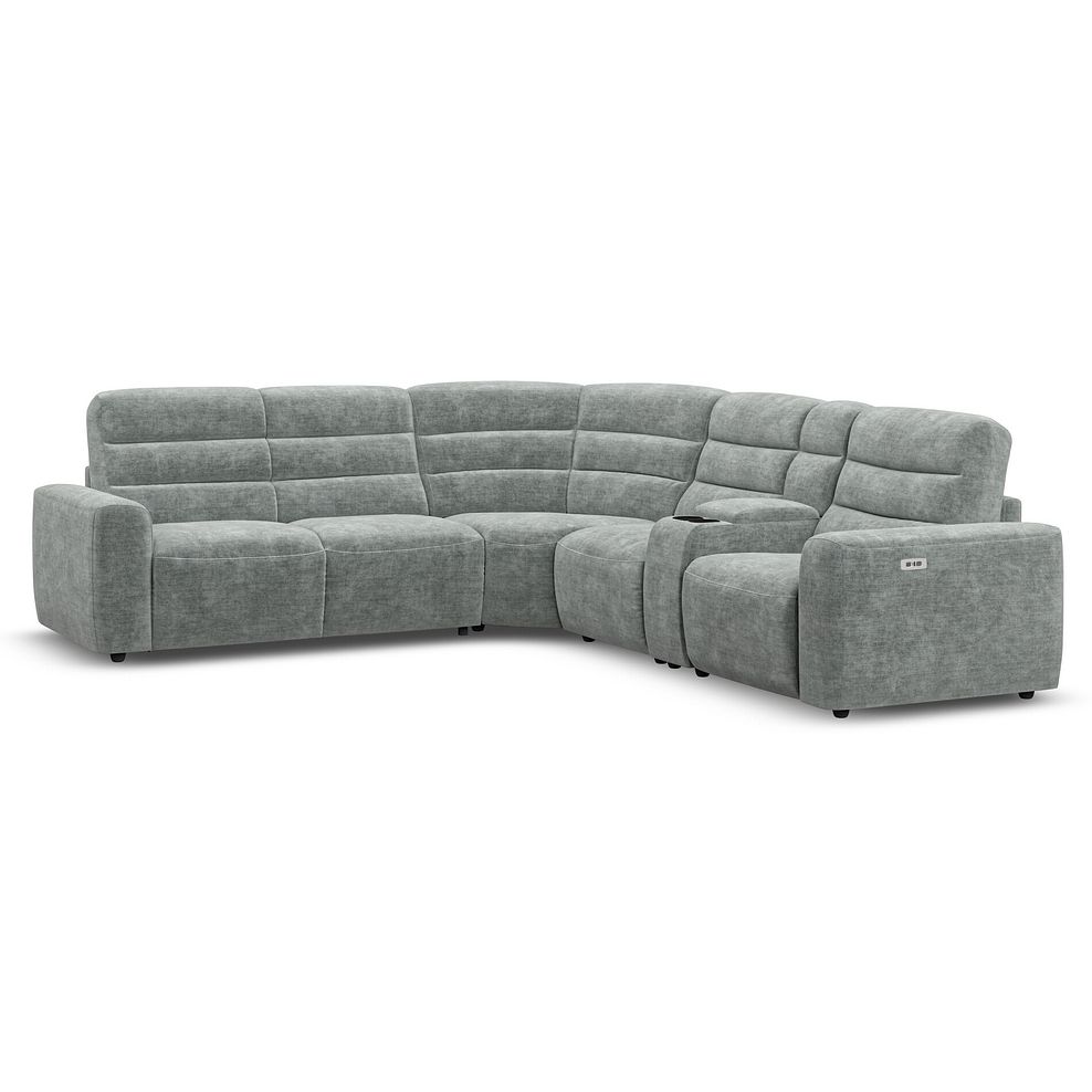 Cohen Large Corner Electric Recliner with Left Hand Sofa Bed and Console in Plush Silver Fabric 2