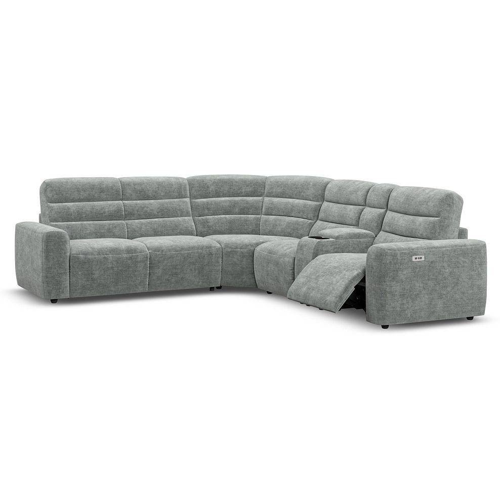 Cohen Large Corner Electric Recliner with Left Hand Sofa Bed and Console in Plush Silver Fabric 3