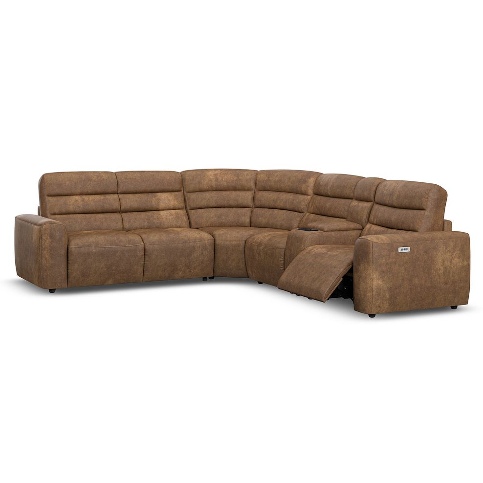 Cohen Large Corner Electric Recliner with Left Hand Sofa Bed and Console in Ranch Brown Fabric 3