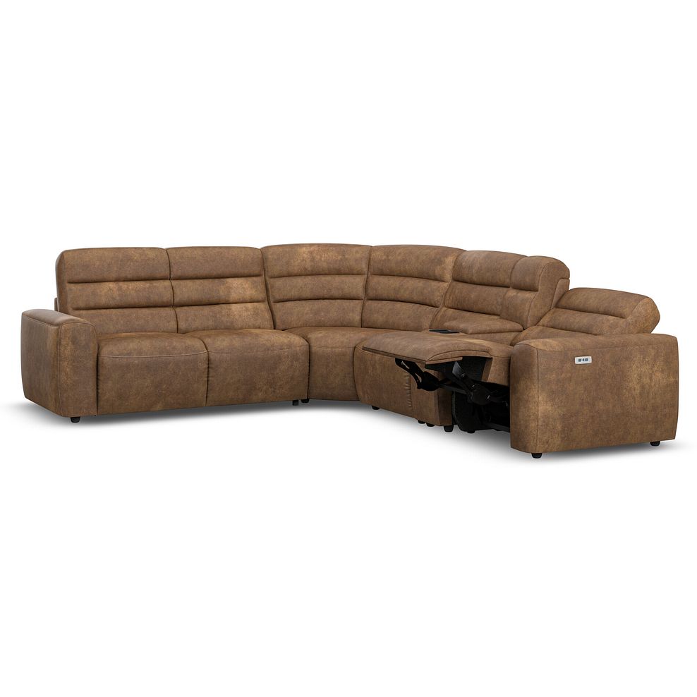 Cohen Large Corner Electric Recliner with Left Hand Sofa Bed and Console in Ranch Brown Fabric 4