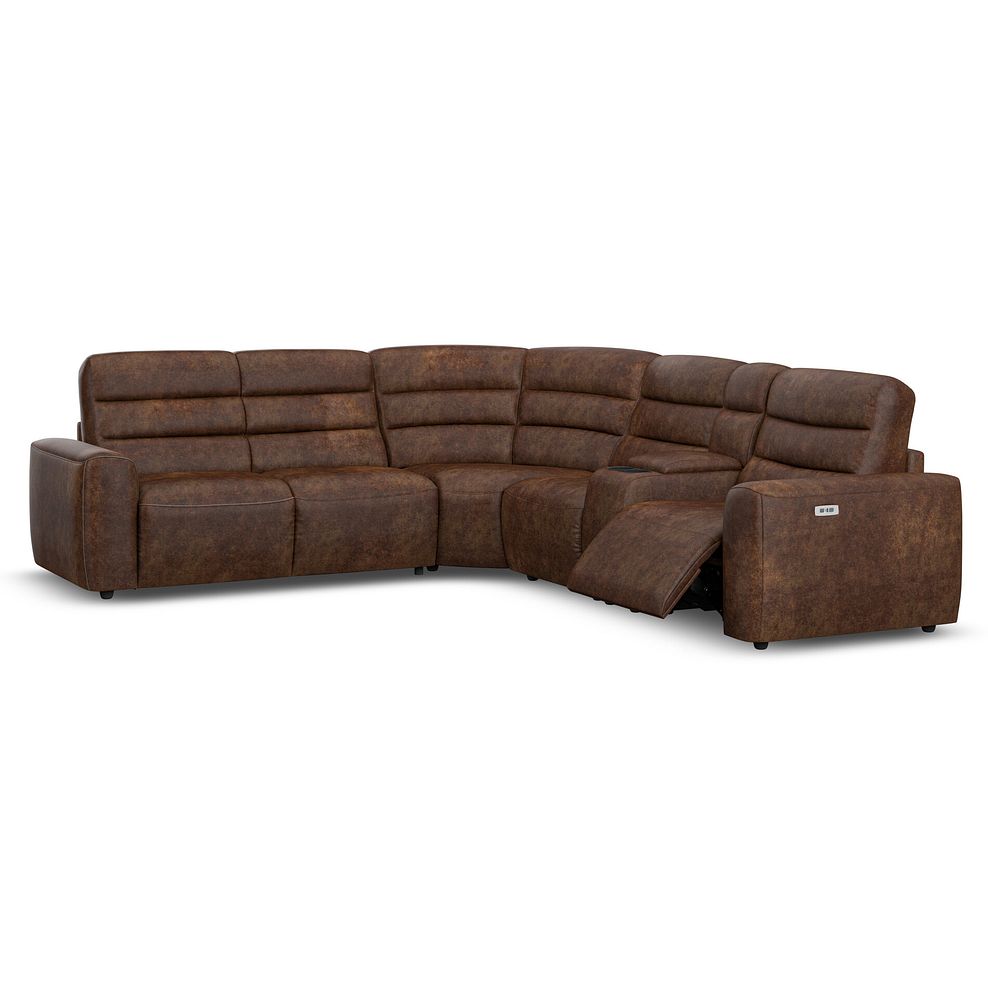 Cohen Large Corner Electric Recliner with Left Hand Sofa Bed and Console in Ranch Dark Brown Fabric 3