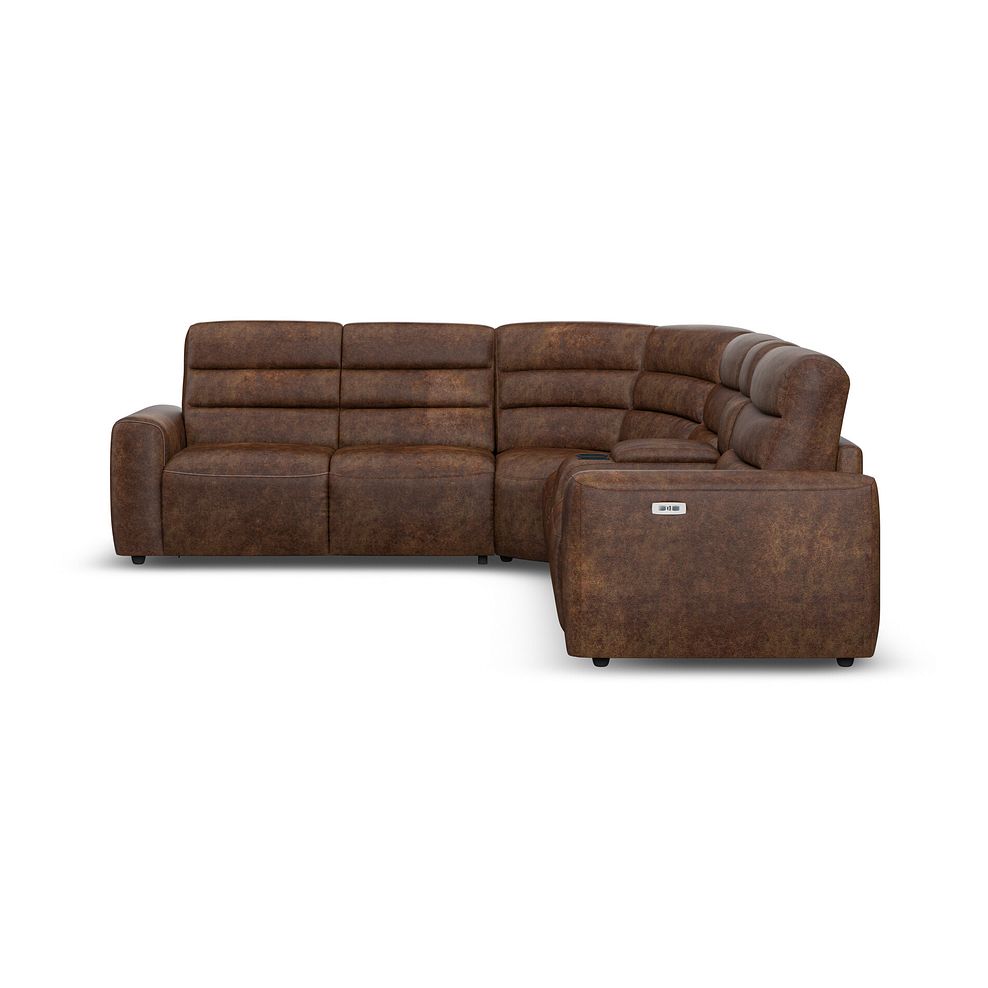 Cohen Large Corner Electric Recliner with Left Hand Sofa Bed and Console in Ranch Dark Brown Fabric 5