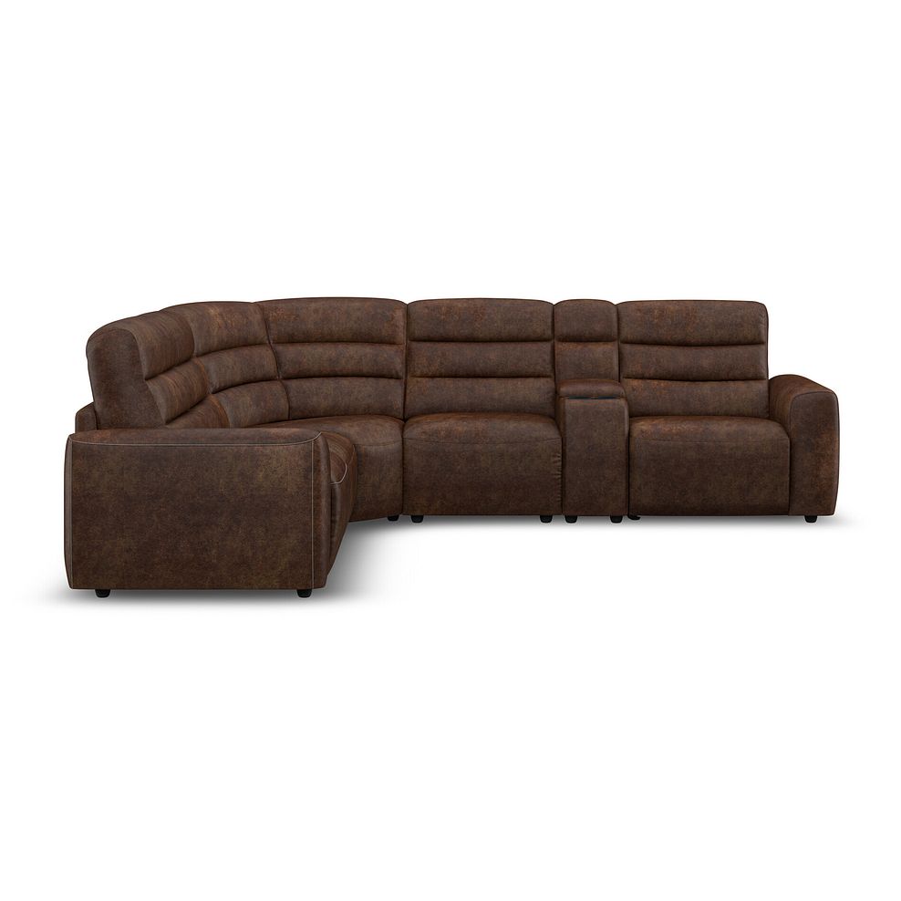 Cohen Large Corner Electric Recliner with Left Hand Sofa Bed and Console in Ranch Dark Brown Fabric 7