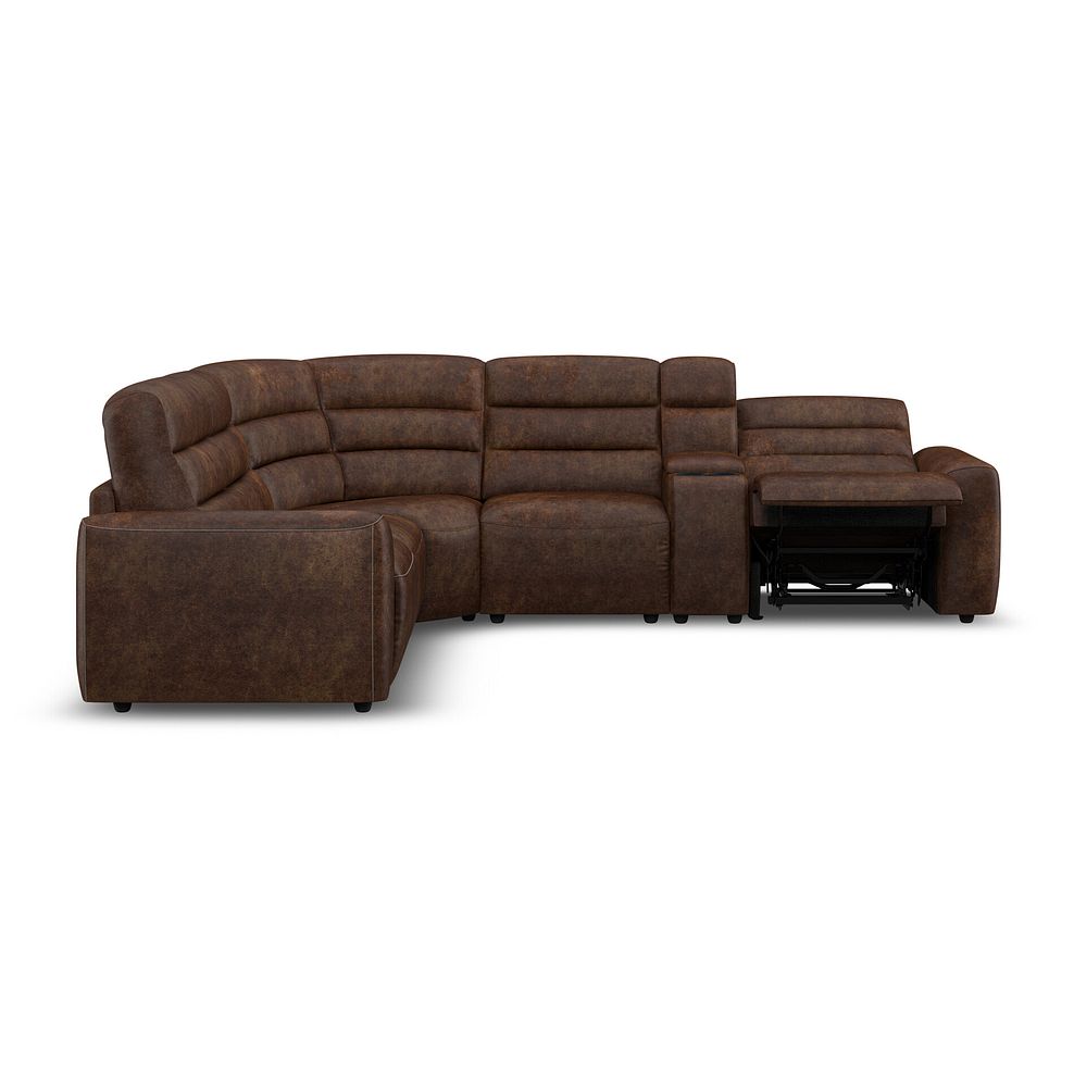 Cohen Large Corner Electric Recliner with Left Hand Sofa Bed and Console in Ranch Dark Brown Fabric 8