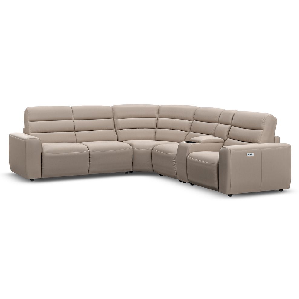 Cohen Large Corner Electric Recliner with Left Hand Sofa Bed and Console in Virgo Buff Leather 2