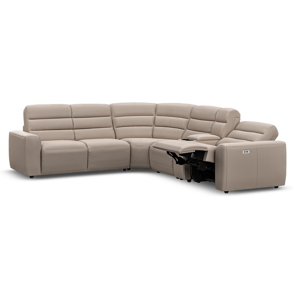 Cohen Large Corner Electric Recliner with Left Hand Sofa Bed and Console in Virgo Buff Leather 4