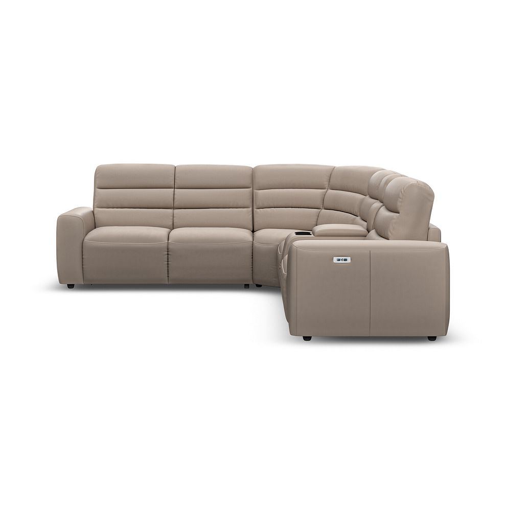 Cohen Large Corner Electric Recliner with Left Hand Sofa Bed and Console in Virgo Buff Leather 5
