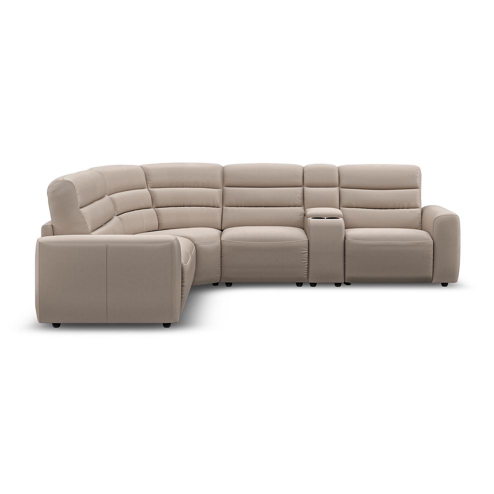 Cohen Large Corner Electric Recliner with Left Hand Sofa Bed and Console in Virgo Buff Leather 7