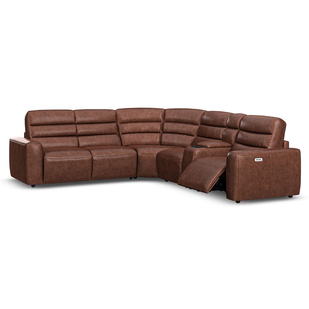 Cohen Large Corner Electric Recliner with Left Hand Sofa Bed and Console in Virgo Chestnut Leather 3