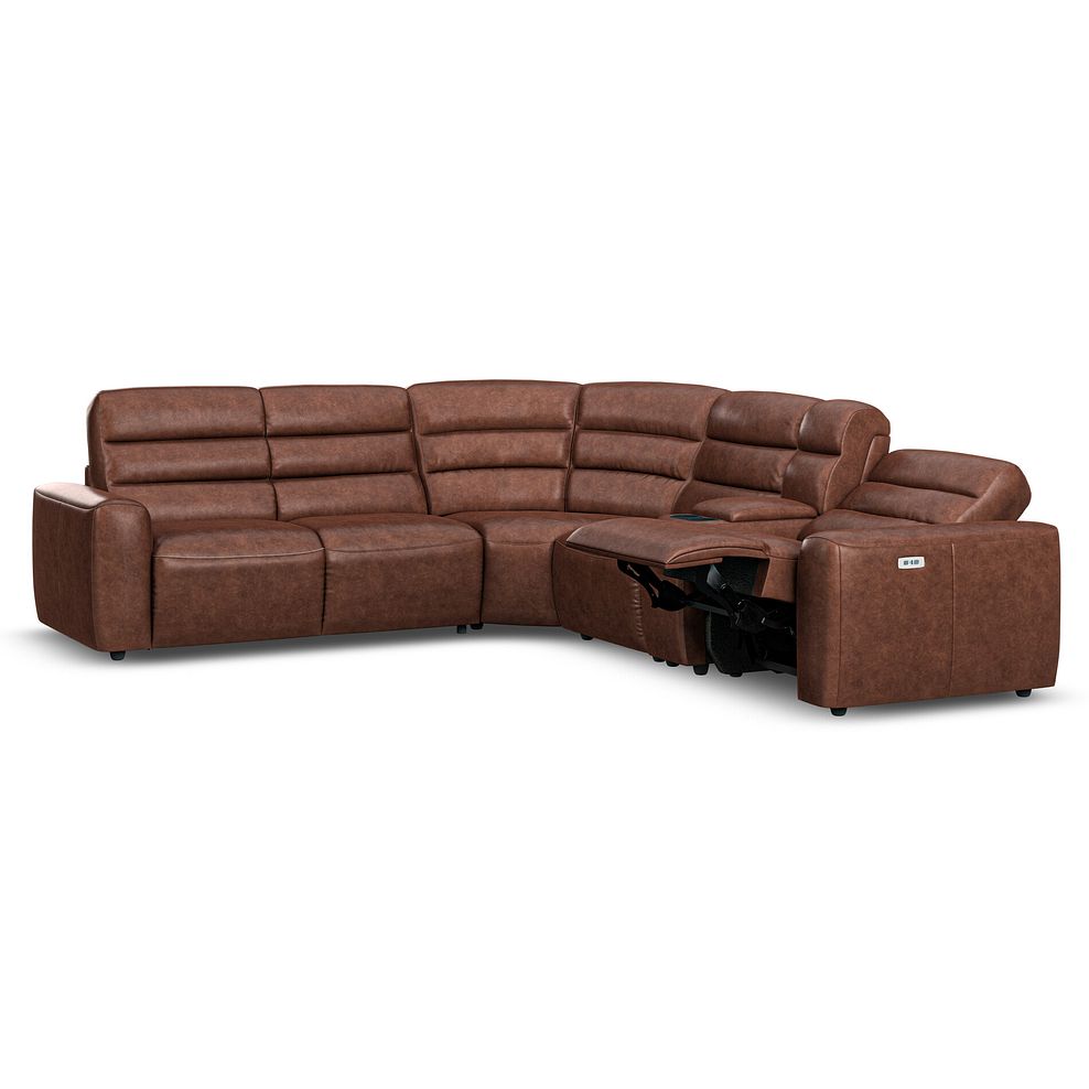 Cohen Large Corner Electric Recliner with Left Hand Sofa Bed and Console in Virgo Chestnut Leather 4