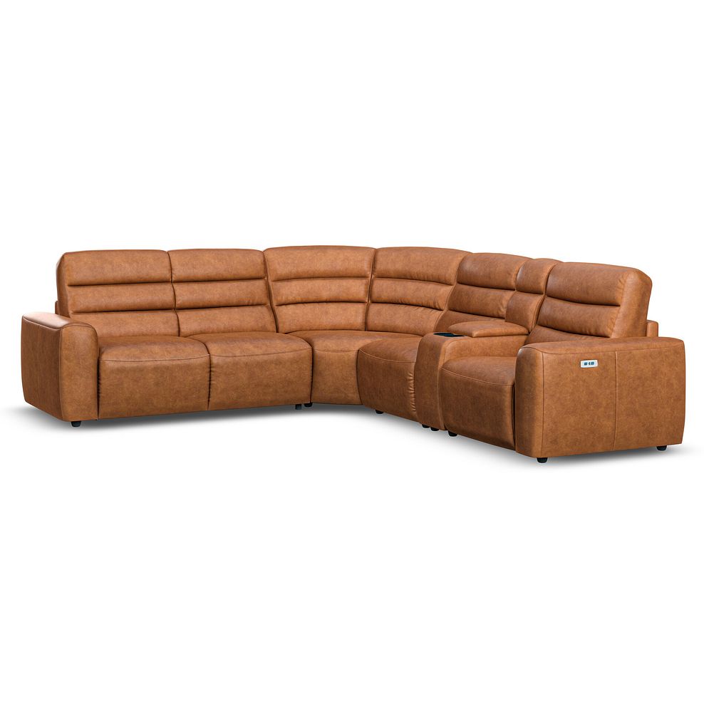 Cohen Large Corner Electric Recliner with Left Hand Sofa Bed and Console in Virgo Cognac Leather 2
