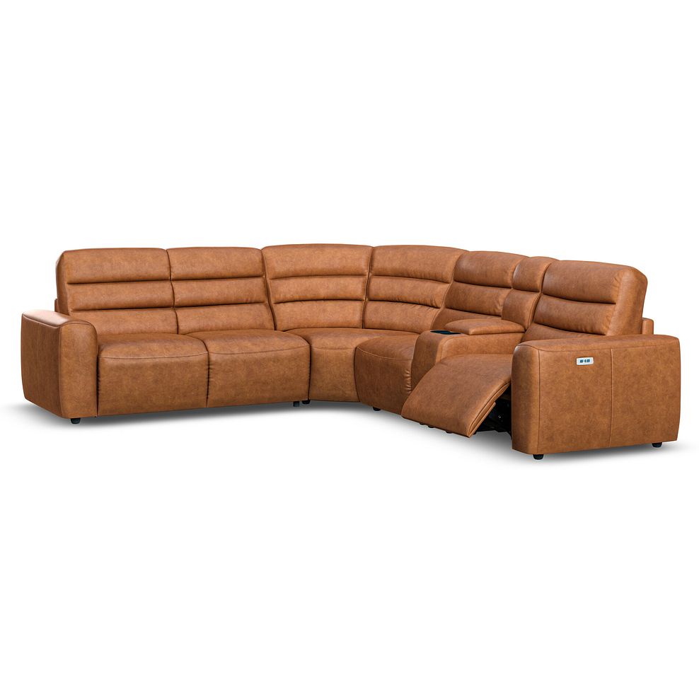 Cohen Large Corner Electric Recliner with Left Hand Sofa Bed and Console in Virgo Cognac Leather 3