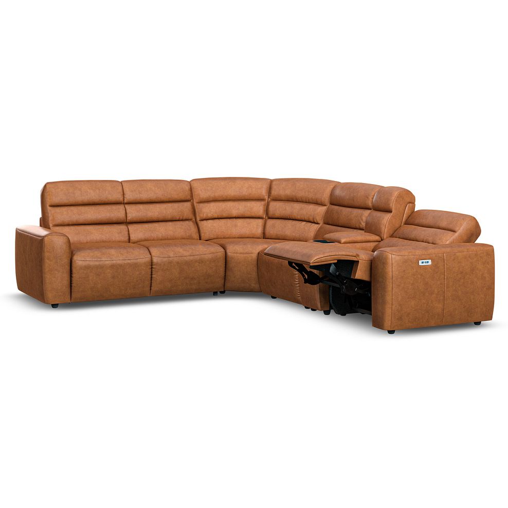 Cohen Large Corner Electric Recliner with Left Hand Sofa Bed and Console in Virgo Cognac Leather 4