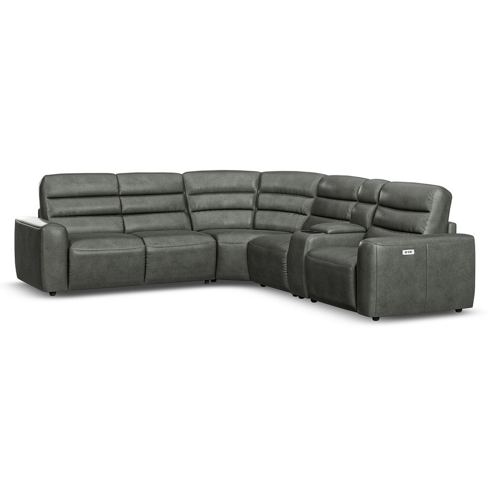 Cohen Large Corner Electric Recliner with Left Hand Sofa Bed and Console in Virgo Lead Leather 2