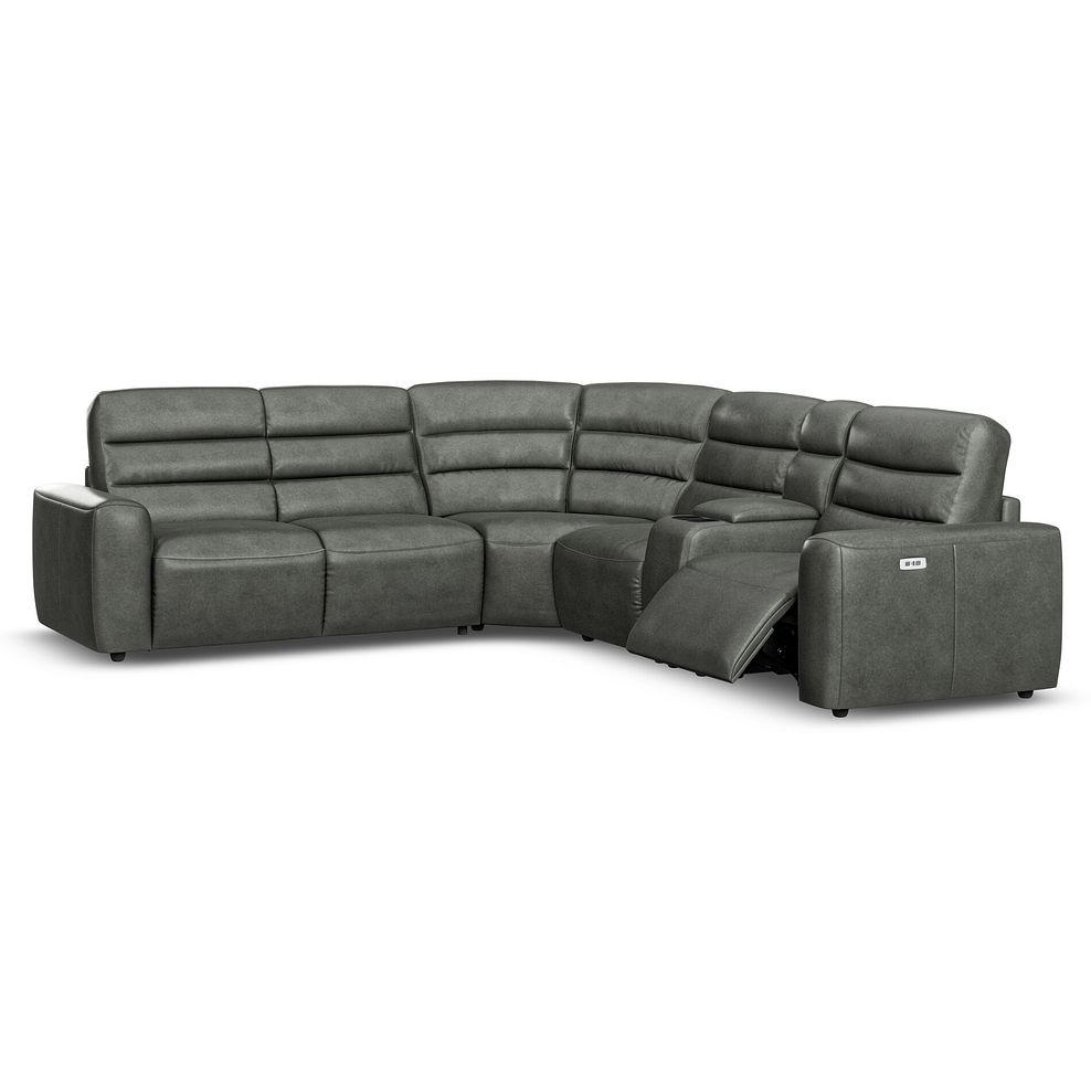 Cohen Large Corner Electric Recliner with Left Hand Sofa Bed and Console in Virgo Lead Leather 3