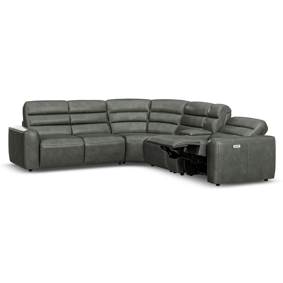 Cohen Large Corner Electric Recliner with Left Hand Sofa Bed and Console in Virgo Lead Leather 4