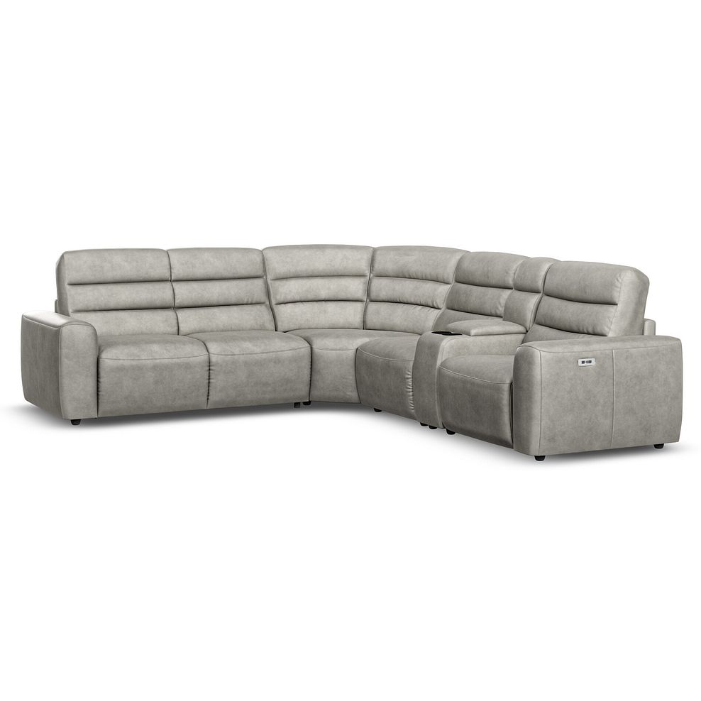 Cohen Large Corner Electric Recliner with Left Hand Sofa Bed and Console in Virgo Platinum Leather 2