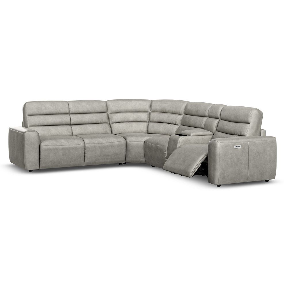 Cohen Large Corner Electric Recliner with Left Hand Sofa Bed and Console in Virgo Platinum Leather 3