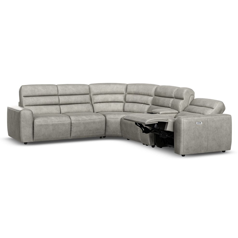 Cohen Large Corner Electric Recliner with Left Hand Sofa Bed and Console in Virgo Platinum Leather 4