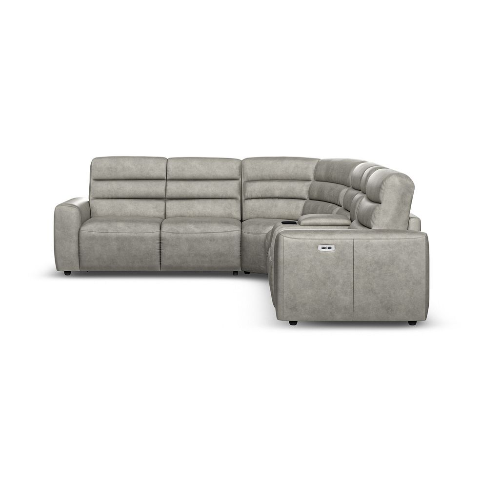 Cohen Large Corner Electric Recliner with Left Hand Sofa Bed and Console in Virgo Platinum Leather 5