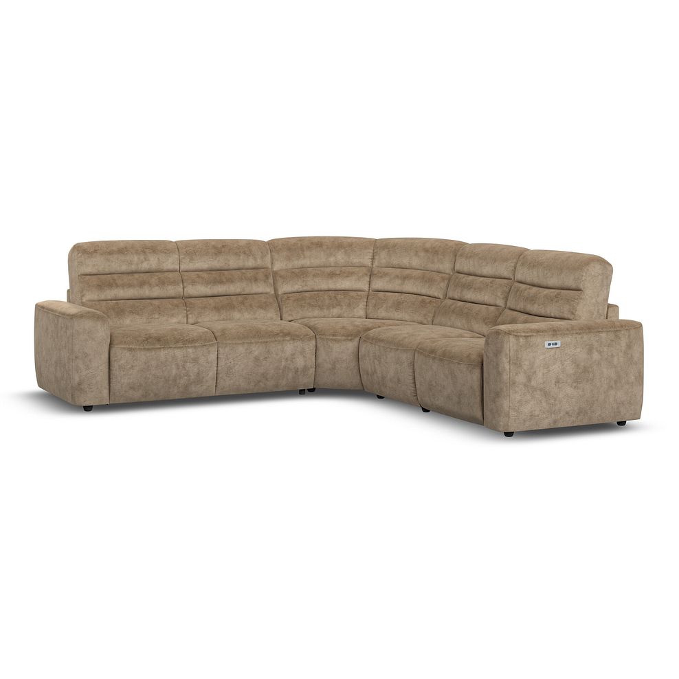 Cohen Large Corner Electric Recliner with Left Hand Sofa Bed in Dapple Taupe Fabric 2