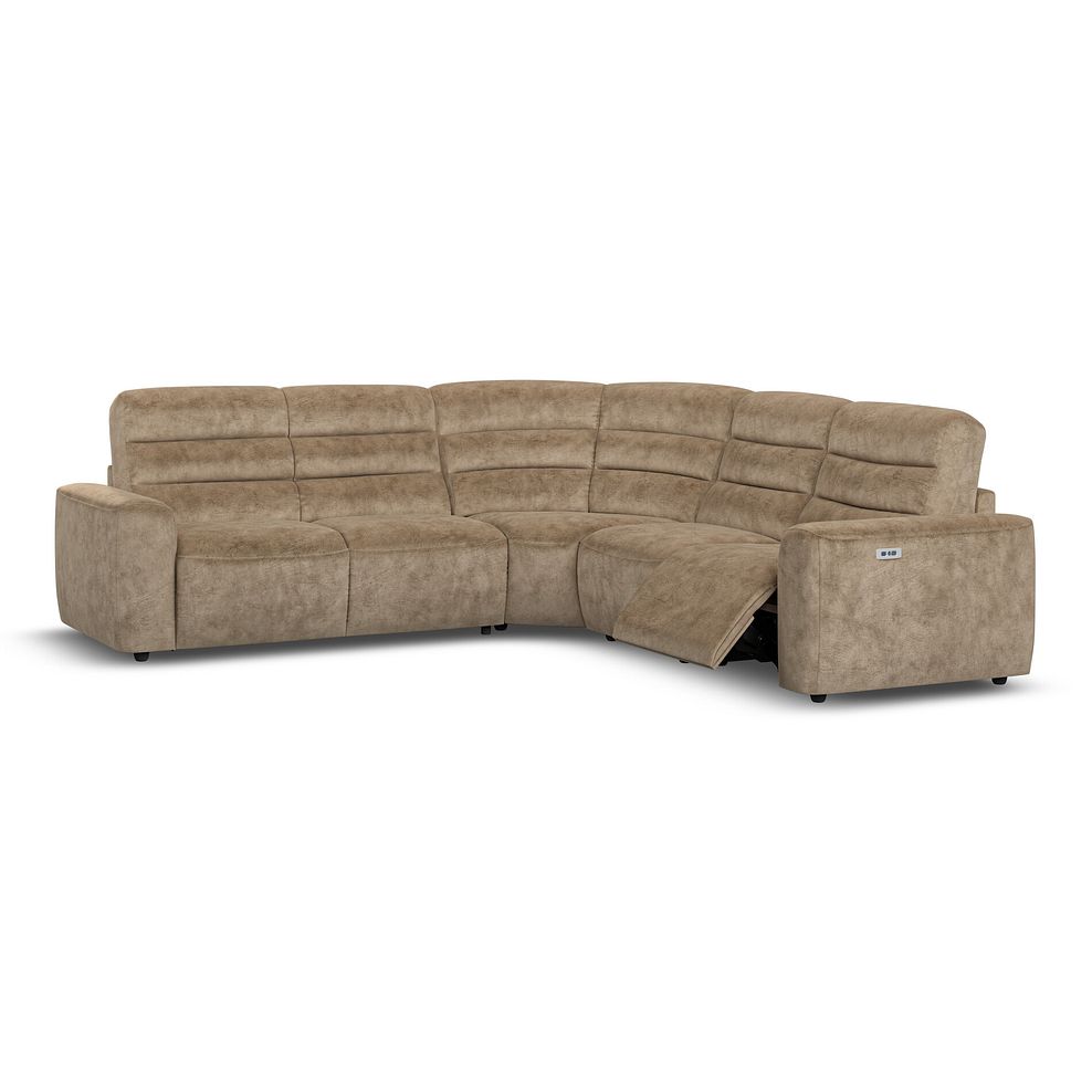 Cohen Large Corner Electric Recliner with Left Hand Sofa Bed in Dapple Taupe Fabric 3