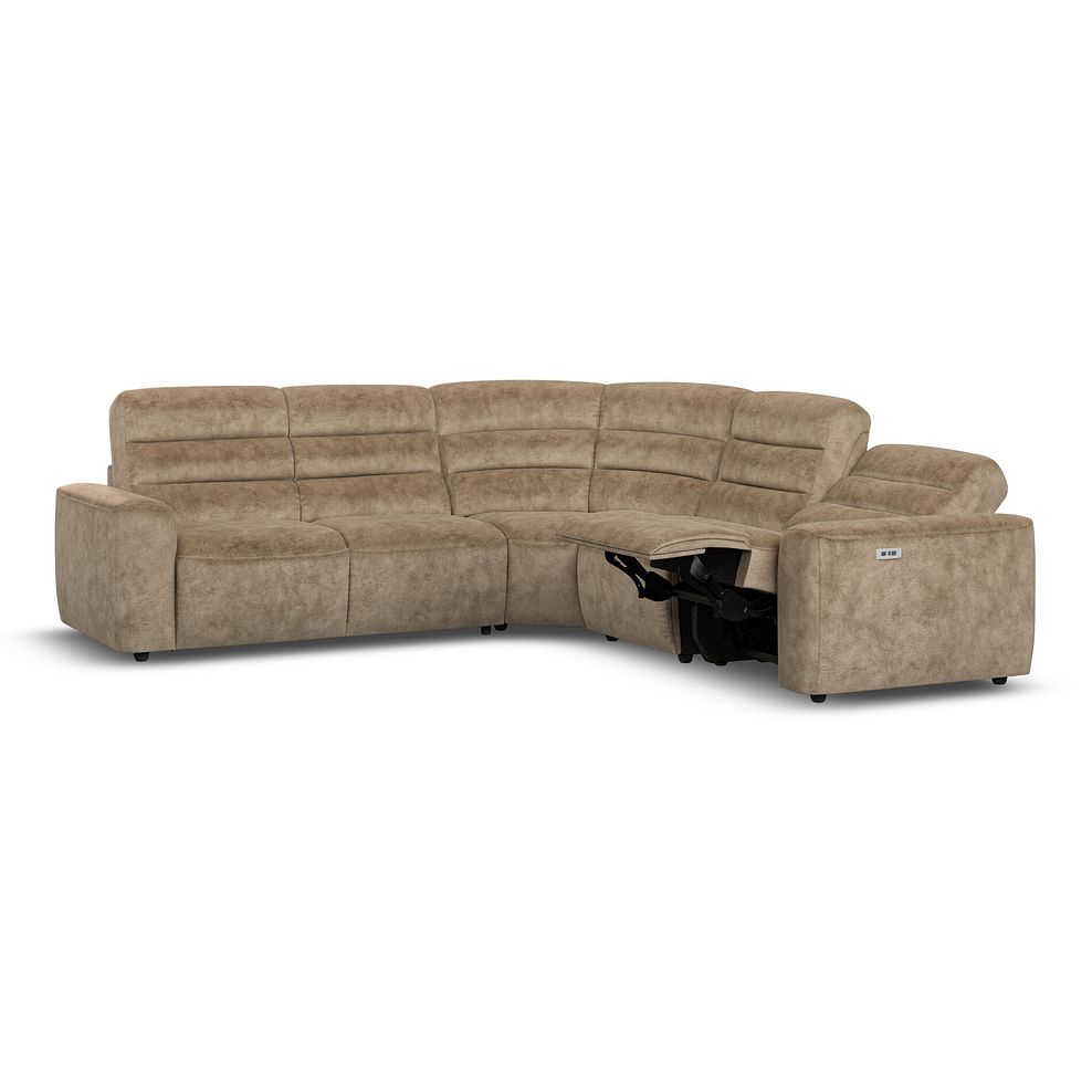 Cohen Large Corner Electric Recliner with Left Hand Sofa Bed in Dapple Taupe Fabric 4