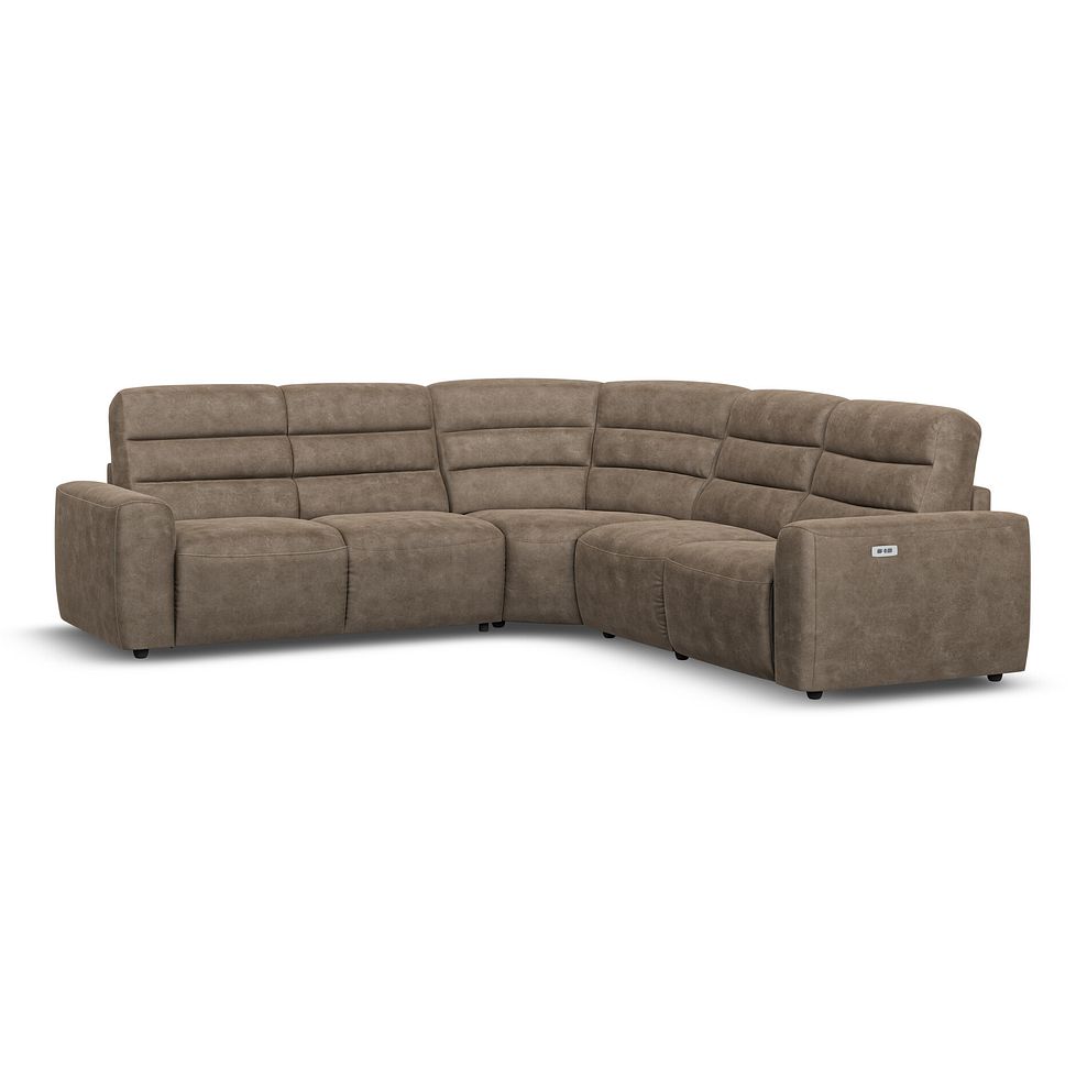 Cohen Large Corner Electric Recliner with Left Hand Sofa Bed in Miller Earth Brown Fabric 2