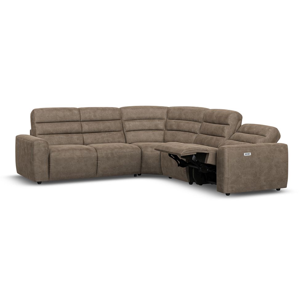 Cohen Large Corner Electric Recliner with Left Hand Sofa Bed in Miller Earth Brown Fabric 4