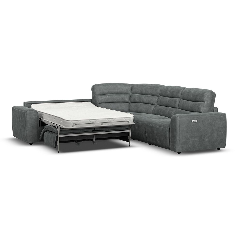 Cohen Large Corner Electric Recliner with Left Hand Sofa Bed in Miller Grey Fabric 1