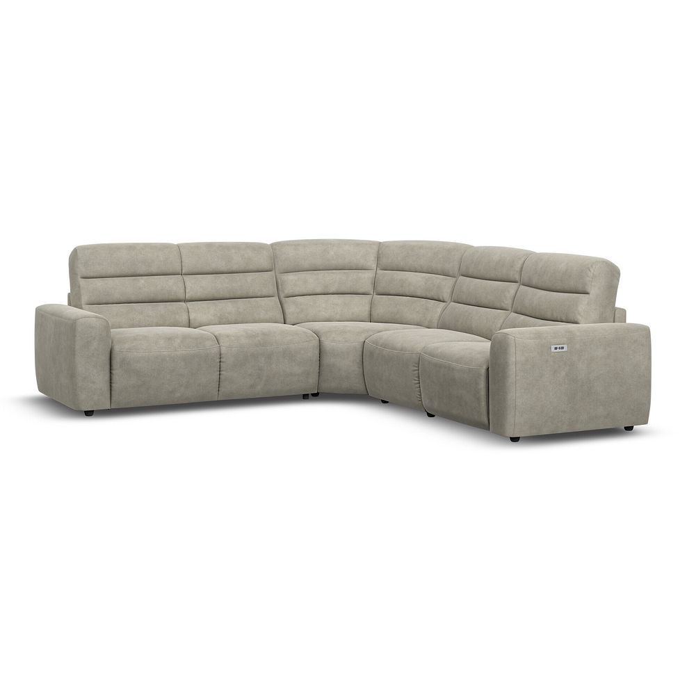Cohen Large Corner Electric Recliner with Left Hand Sofa Bed in Miller Taupe Fabric 2