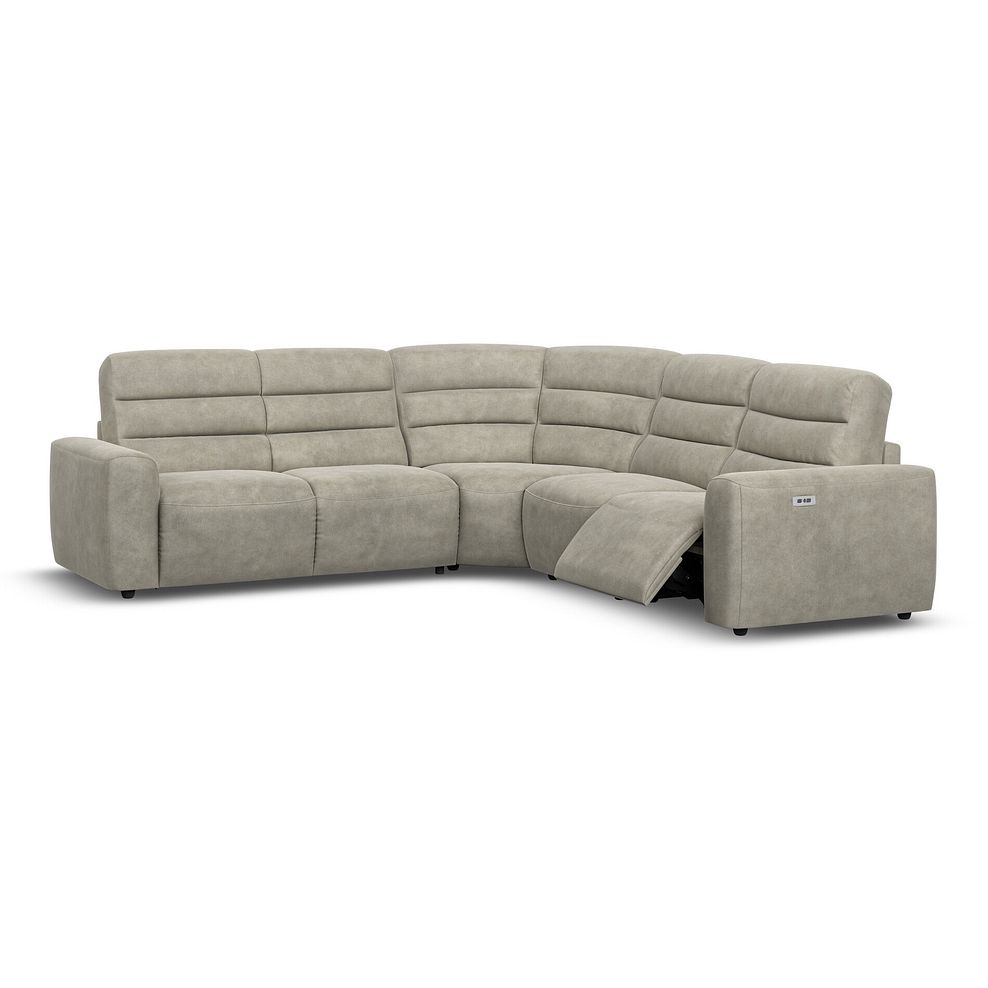 Cohen Large Corner Electric Recliner with Left Hand Sofa Bed in Miller Taupe Fabric 3