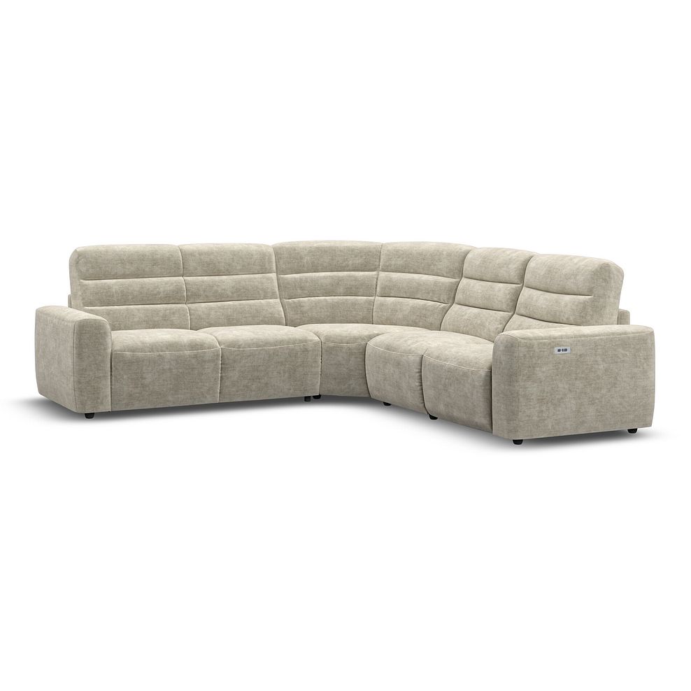 Cohen Large Corner Electric Recliner with Left Hand Sofa Bed in Plush Beige Fabric 2