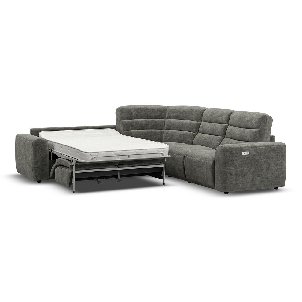 Cohen Large Corner Electric Recliner with Left Hand Sofa Bed in Plush Charcoal Fabric 1