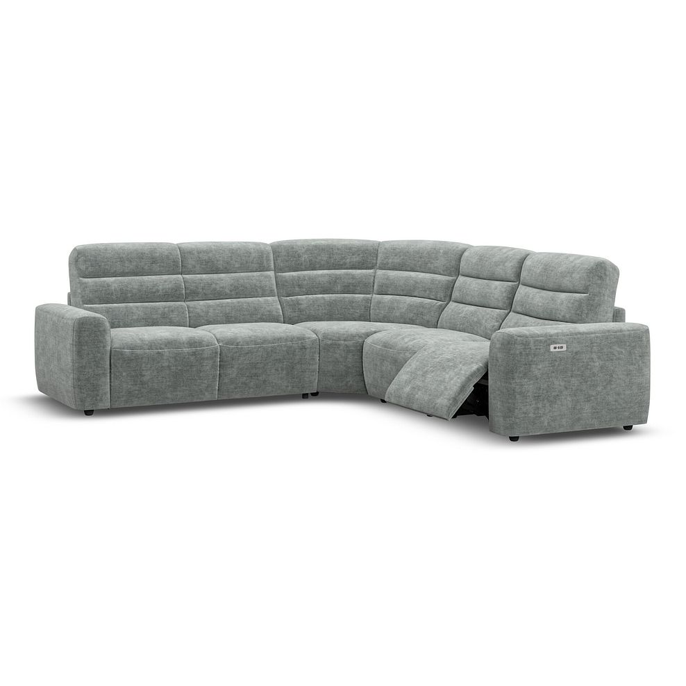 Cohen Large Corner Electric Recliner with Left Hand Sofa Bed in Plush Silver Fabric 3