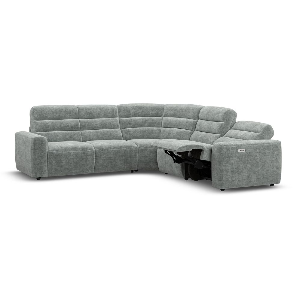 Cohen Large Corner Electric Recliner with Left Hand Sofa Bed in Plush Silver Fabric 4