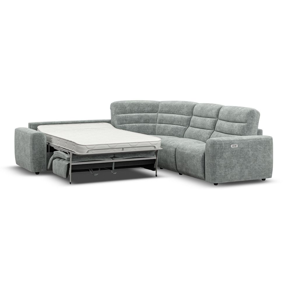 Cohen Large Corner Electric Recliner with Left Hand Sofa Bed in Plush Silver Fabric 1