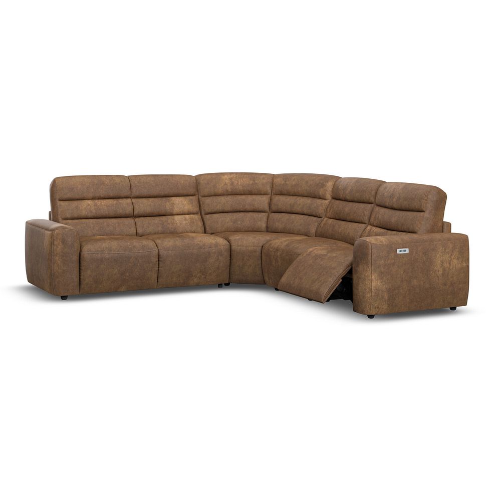 Cohen Large Corner Electric Recliner with Left Hand Sofa Bed in Ranch Brown Fabric 3