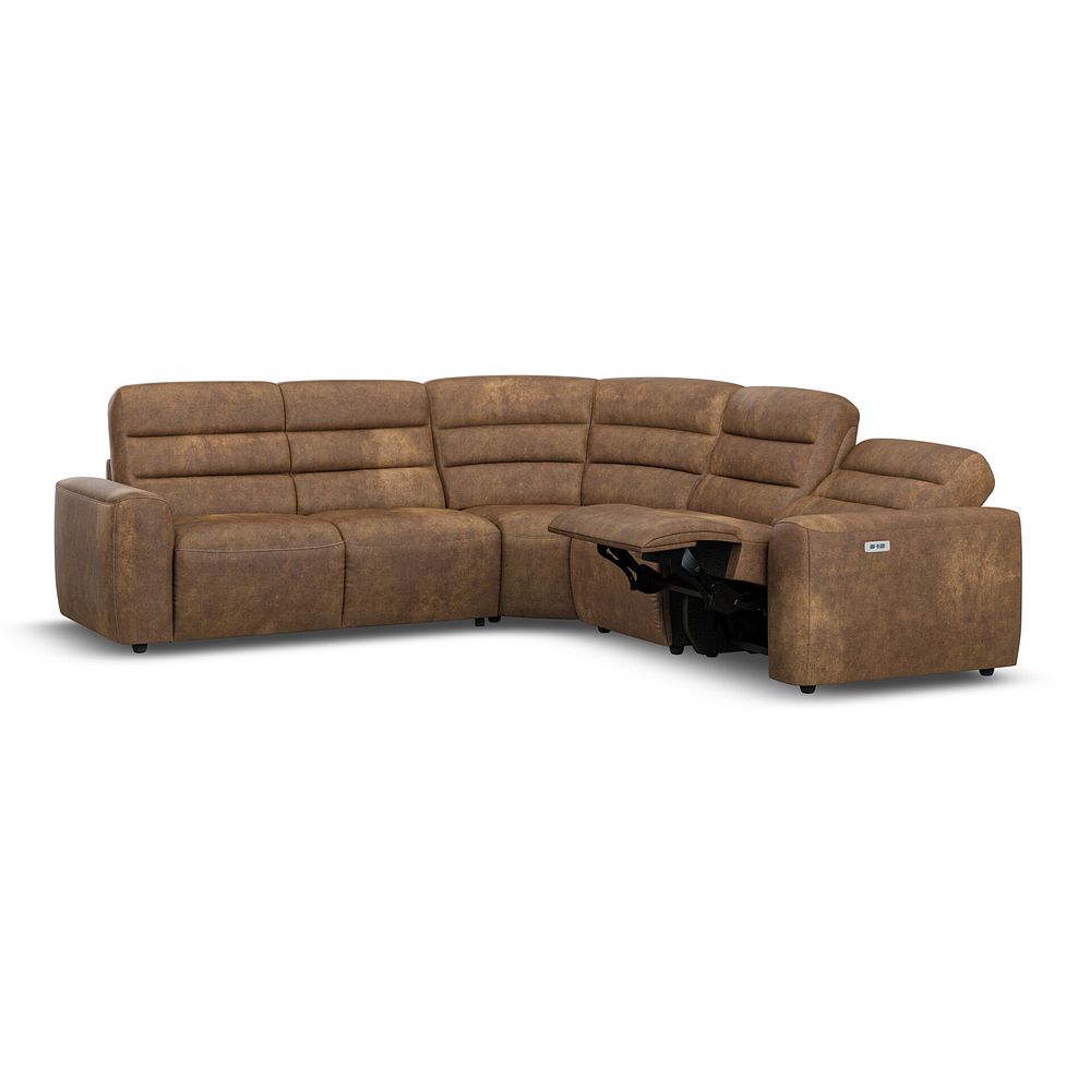 Cohen Large Corner Electric Recliner with Left Hand Sofa Bed in Ranch Brown Fabric 4