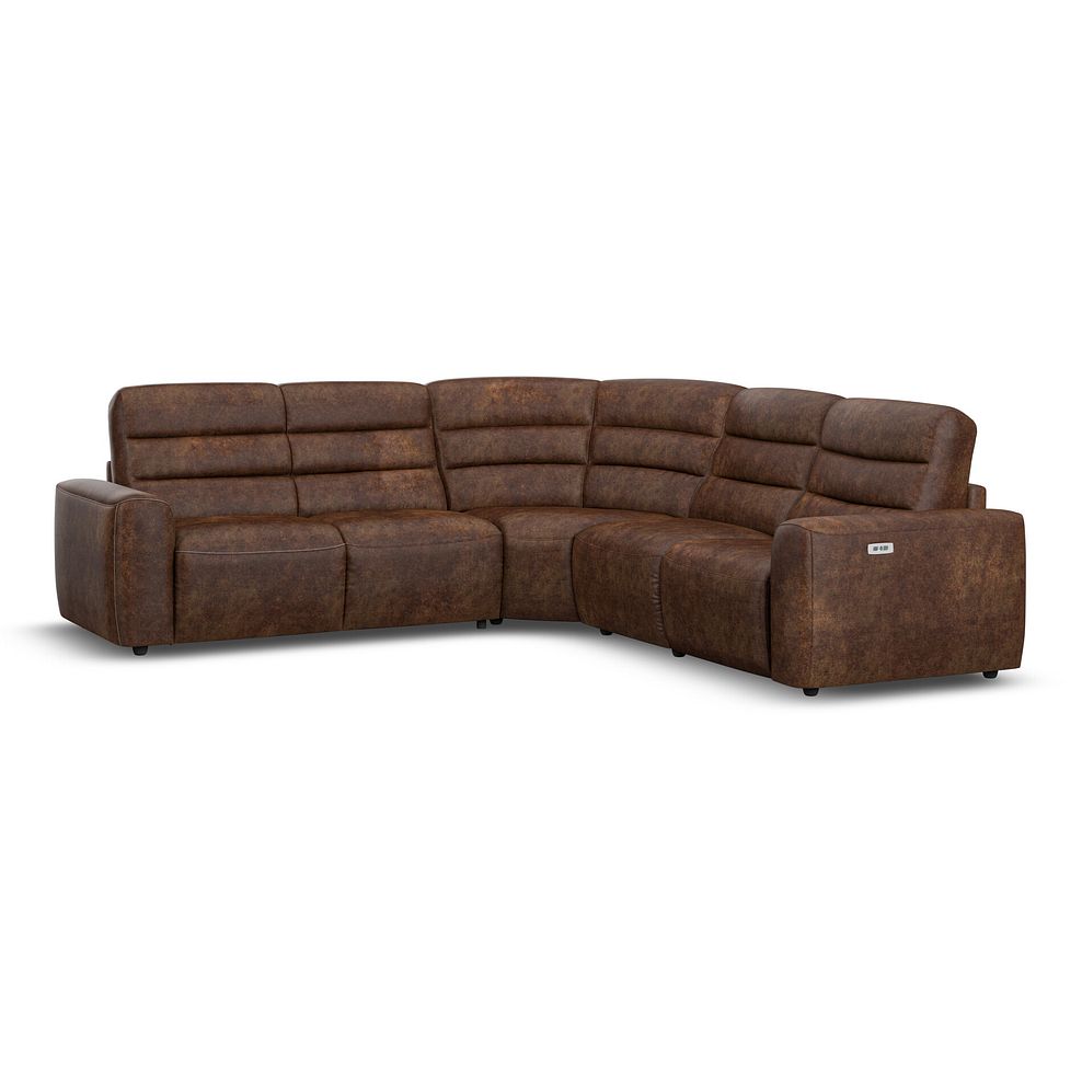 Cohen Large Corner Electric Recliner with Left Hand Sofa Bed in Ranch Dark Brown Fabric 2
