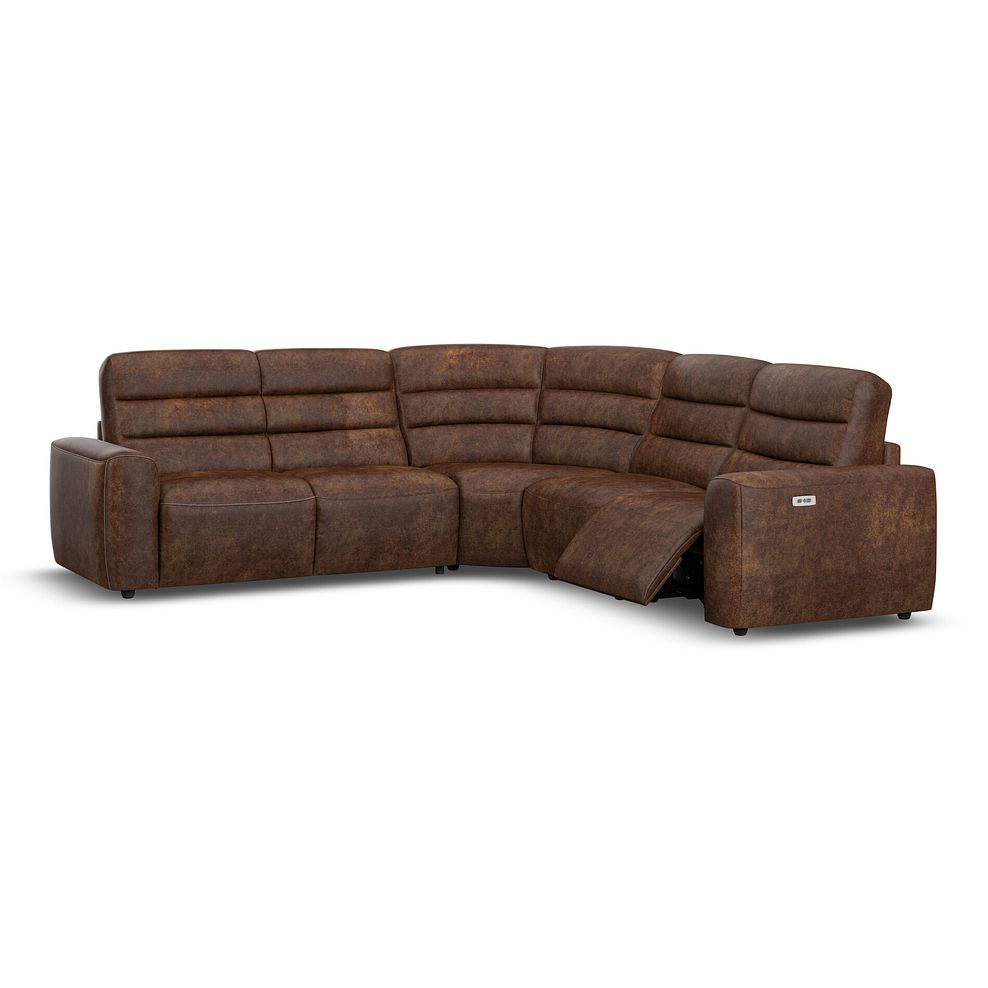 Cohen Large Corner Electric Recliner with Left Hand Sofa Bed in Ranch Dark Brown Fabric 3
